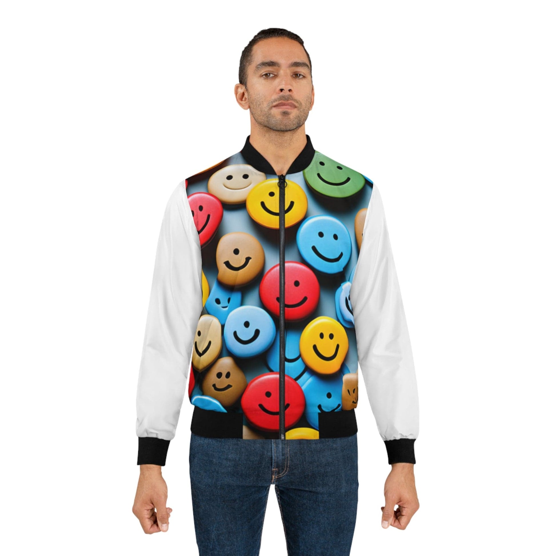All Over Prints Smiley Face Bomber Jacket