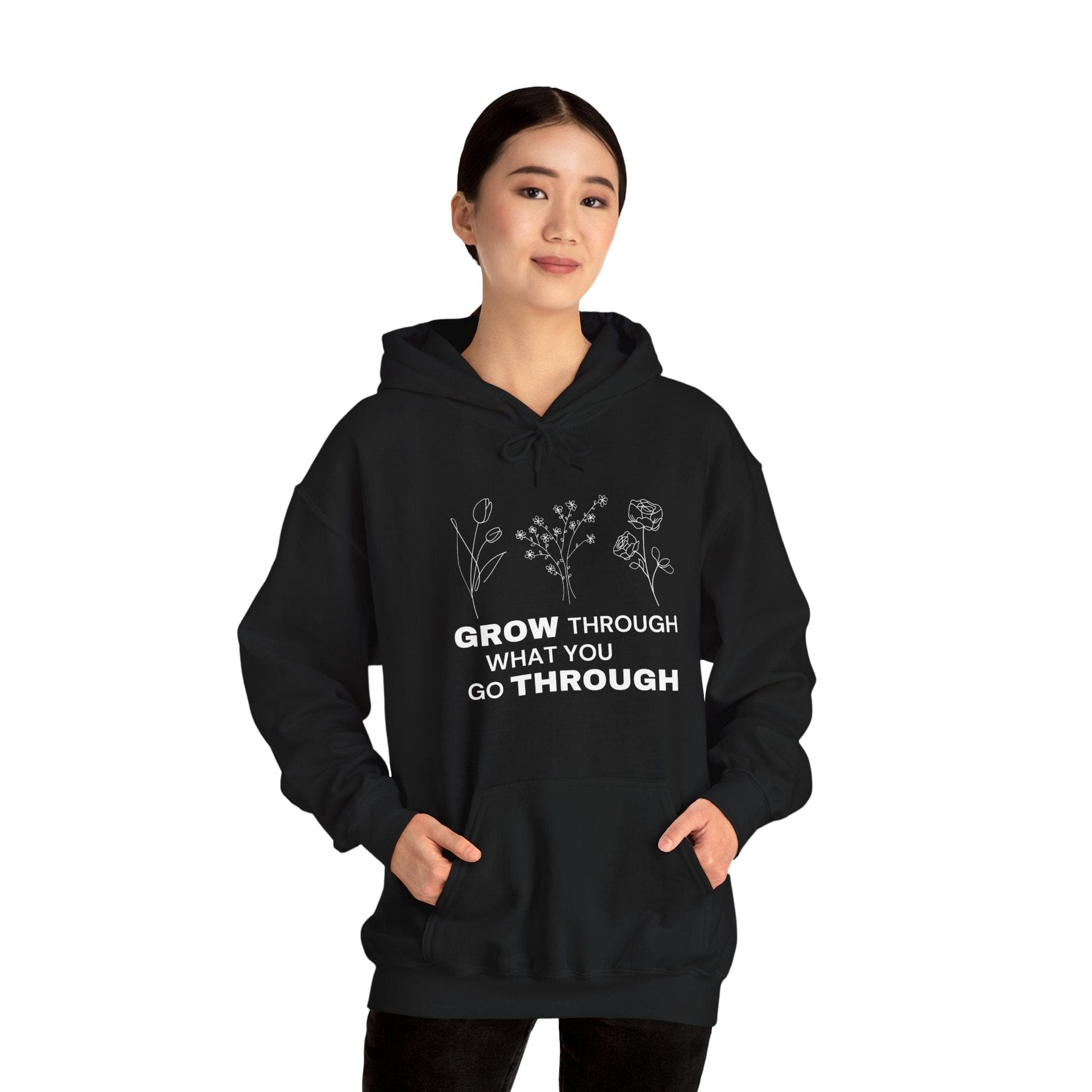 Hoodie Black / S Grow Through What You Go Through Hoodie - Inspirational Unisex Hoodie