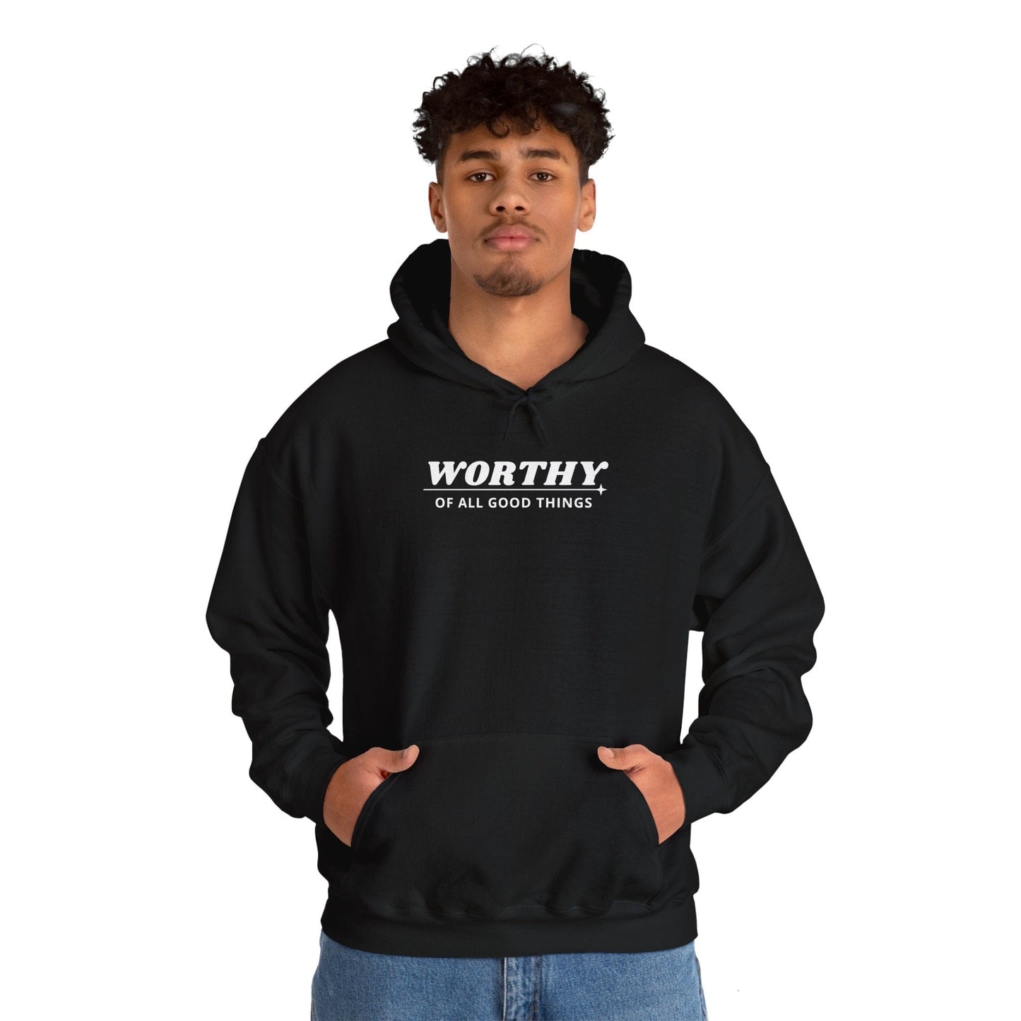 Hoodie Black / S Worthy Unisex Heavy Blend™ Hooded Sweatshirt - Positive Affirmation Apparel for Everyday Comfort