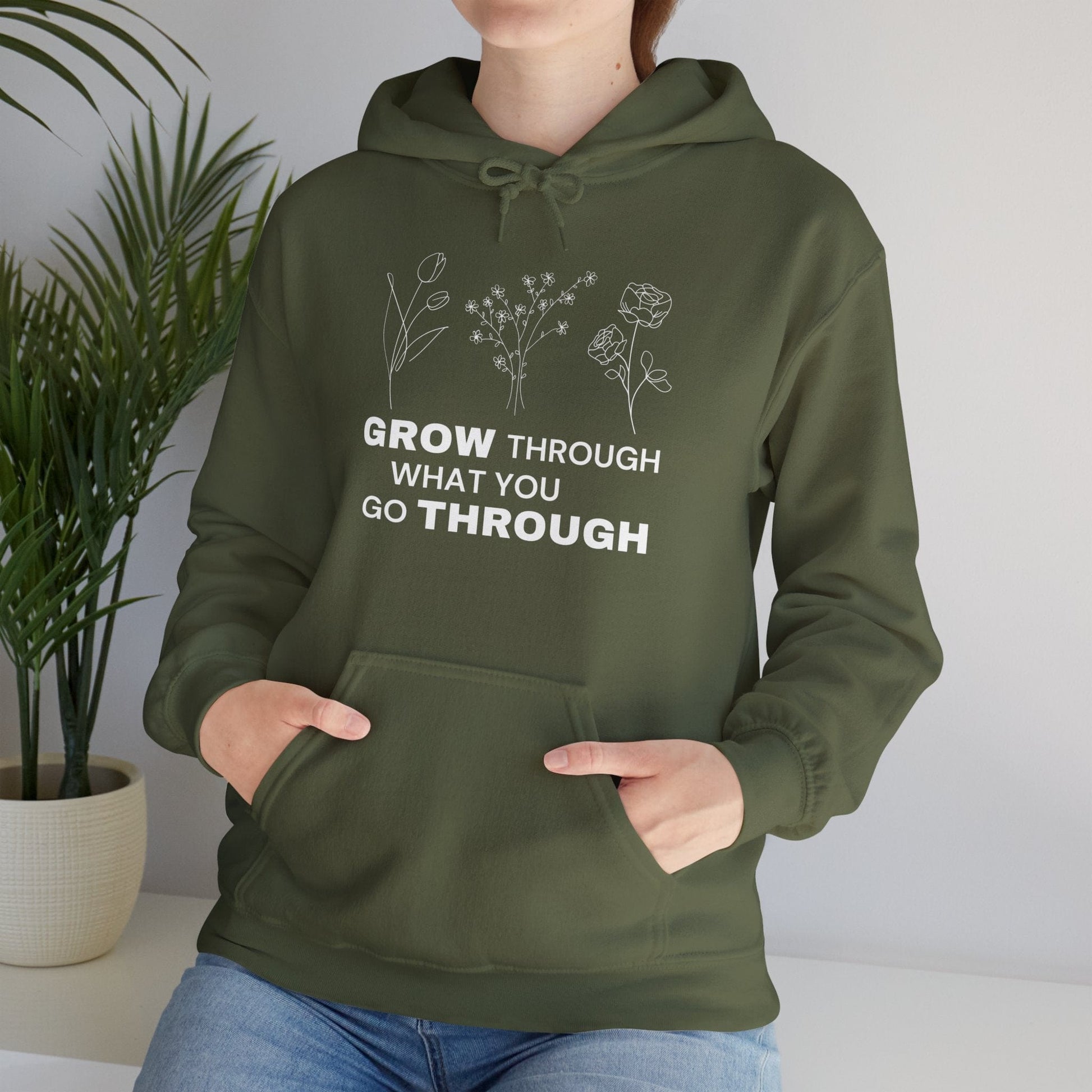 Hoodie Grow Through What You Go Through Hoodie - Inspirational Unisex Hoodie