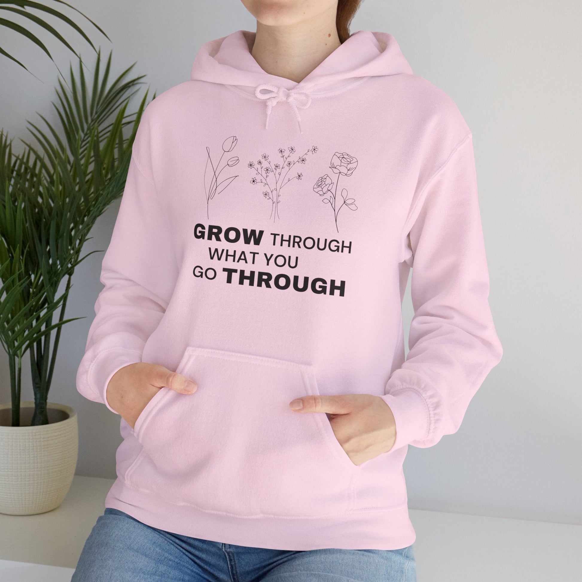 Hoodie Grow Through What You Go Through Hoodie - Inspirational Unisex Hoodie