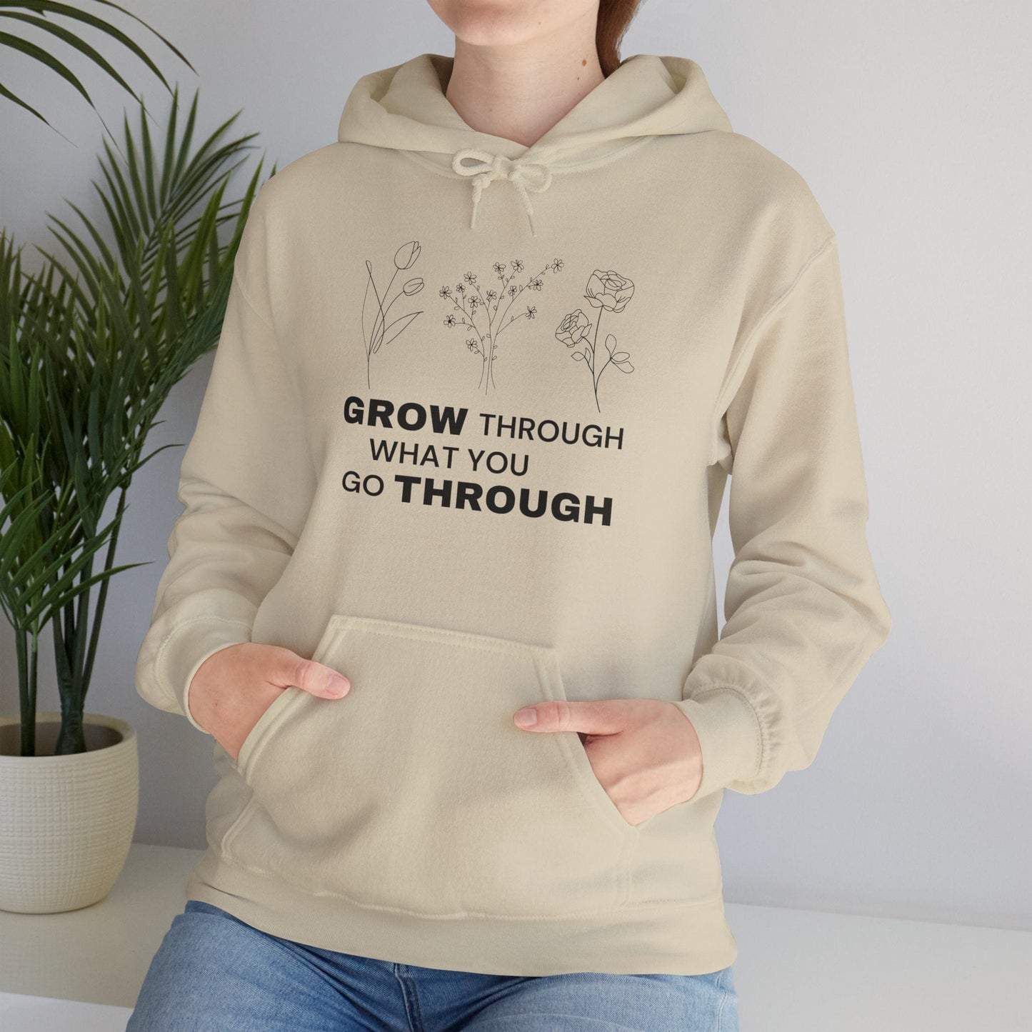 Hoodie Grow Through What You Go Through Hoodie - Inspirational Unisex Hoodie