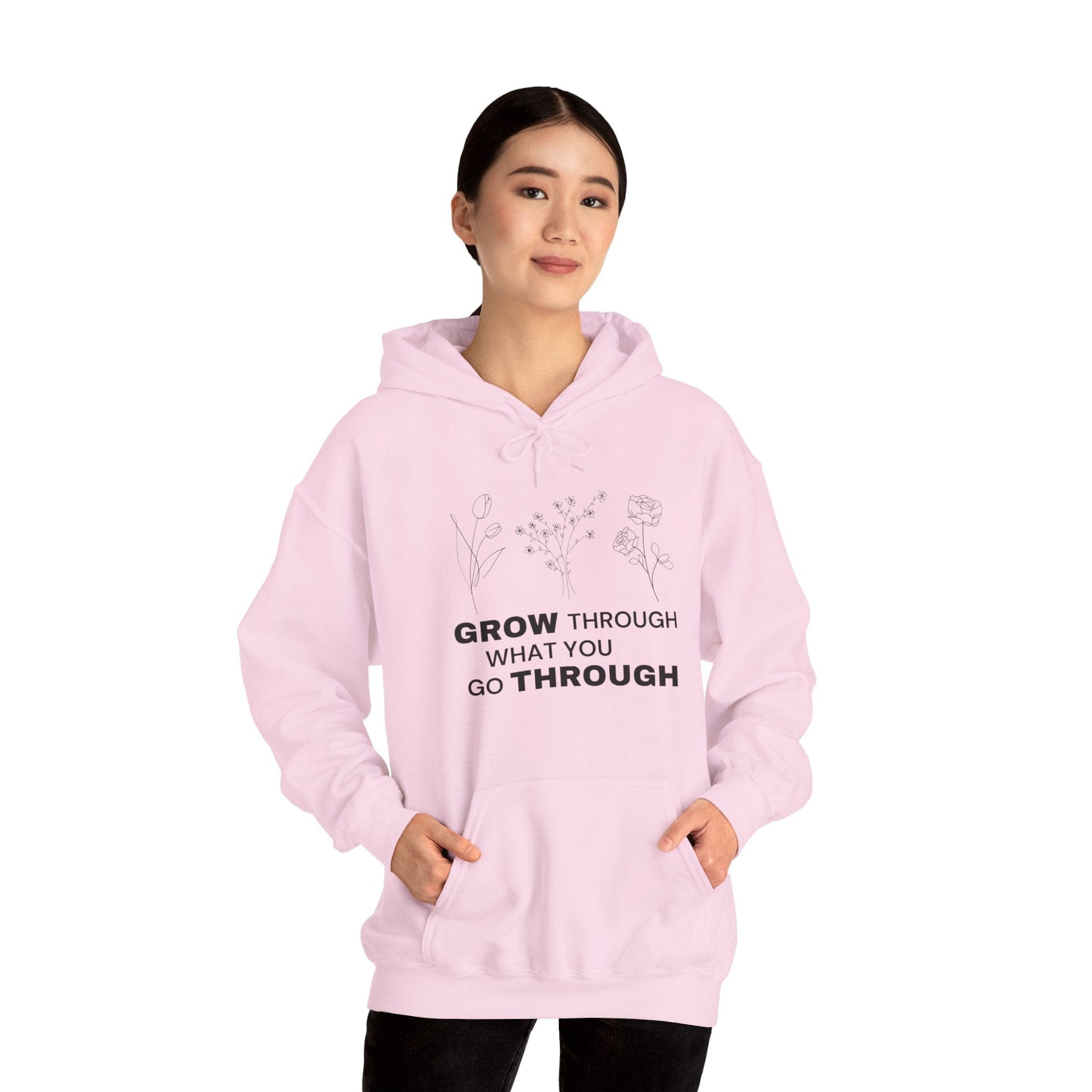 Hoodie Light Pink / S Grow Through What You Go Through Hoodie - Inspirational Unisex Hoodie