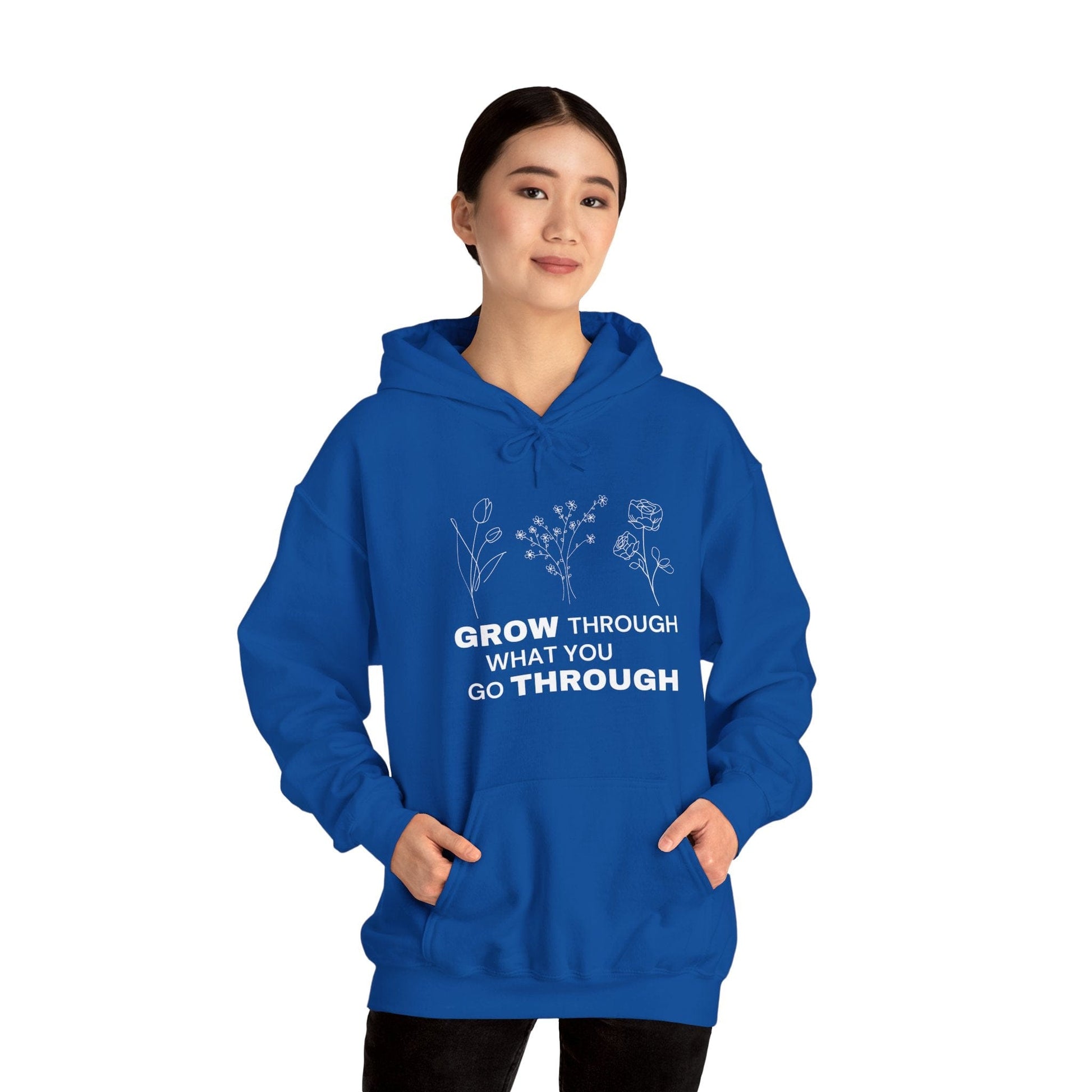 Hoodie Royal / S Grow Through What You Go Through Hoodie - Inspirational Unisex Hoodie