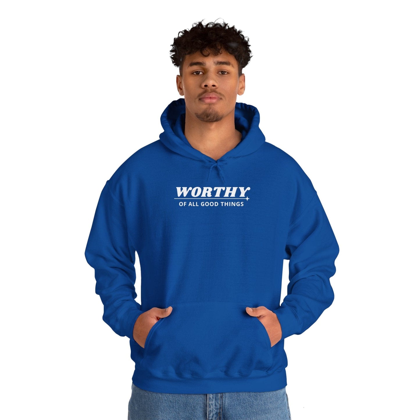 Hoodie Royal / S Worthy Unisex Heavy Blend™ Hooded Sweatshirt - Positive Affirmation Apparel for Everyday Comfort