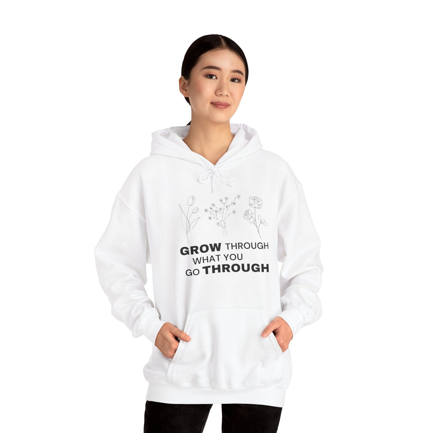 Hoodie White / S Grow Through What You Go Through Hoodie - Inspirational Unisex Hoodie