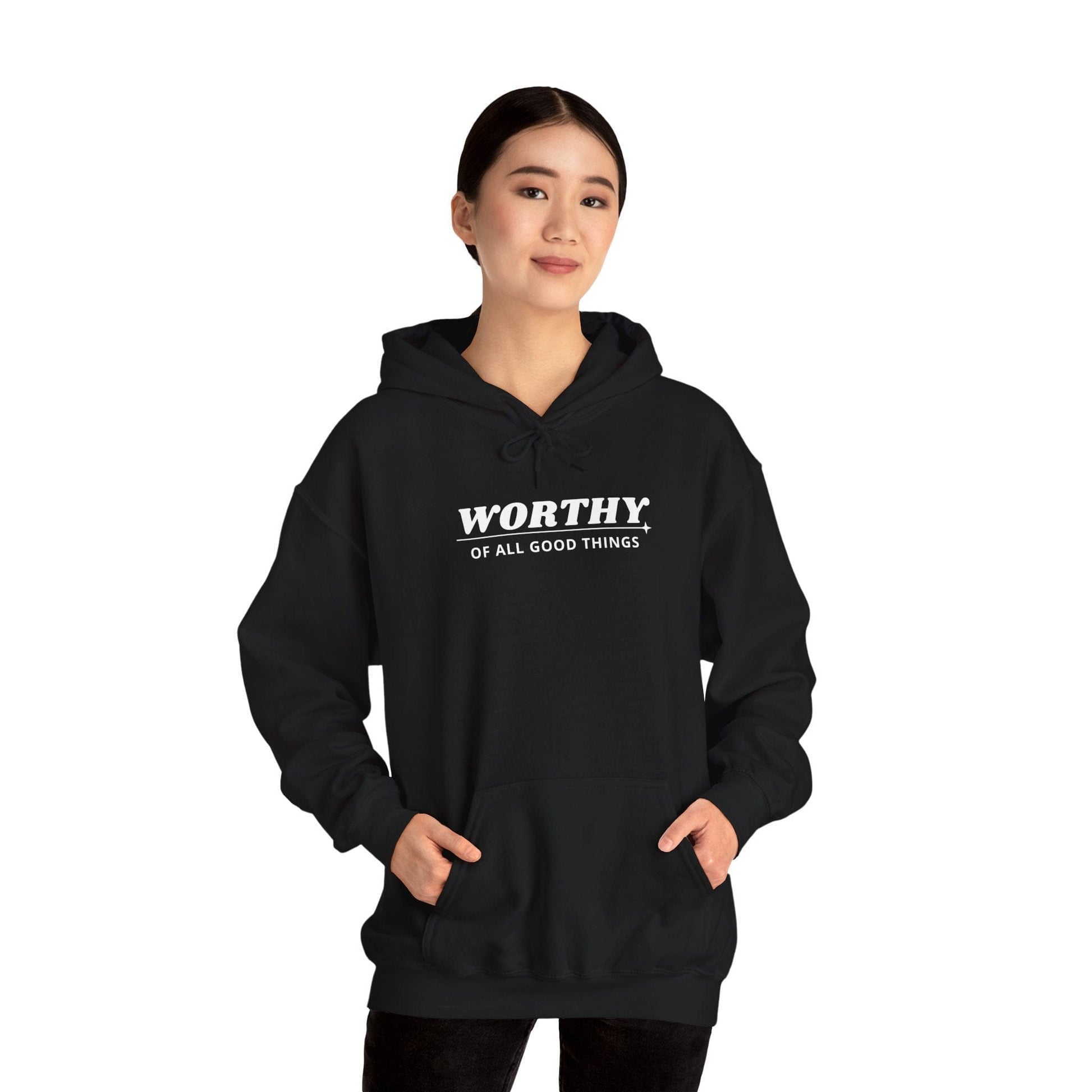 Hoodie Worthy Unisex Heavy Blend™ Hooded Sweatshirt - Positive Affirmation Apparel for Everyday Comfort