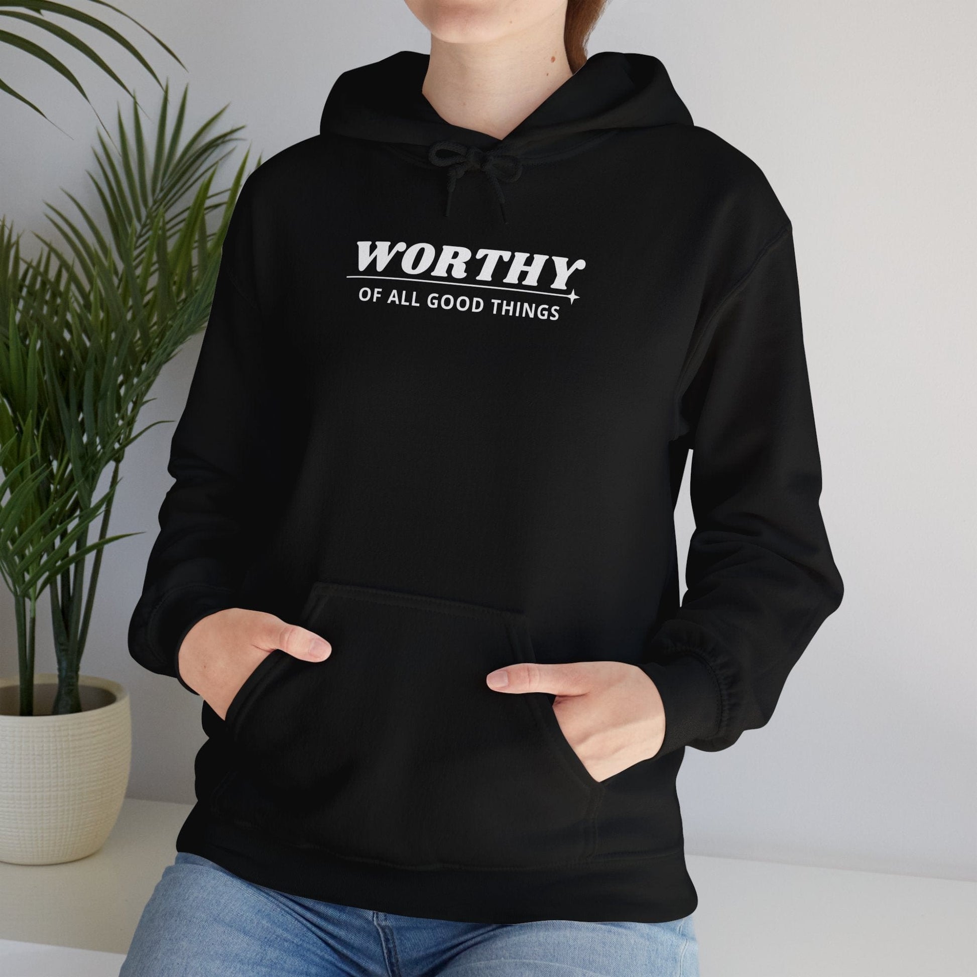 Hoodie Worthy Unisex Heavy Blend™ Hooded Sweatshirt - Positive Affirmation Apparel for Everyday Comfort