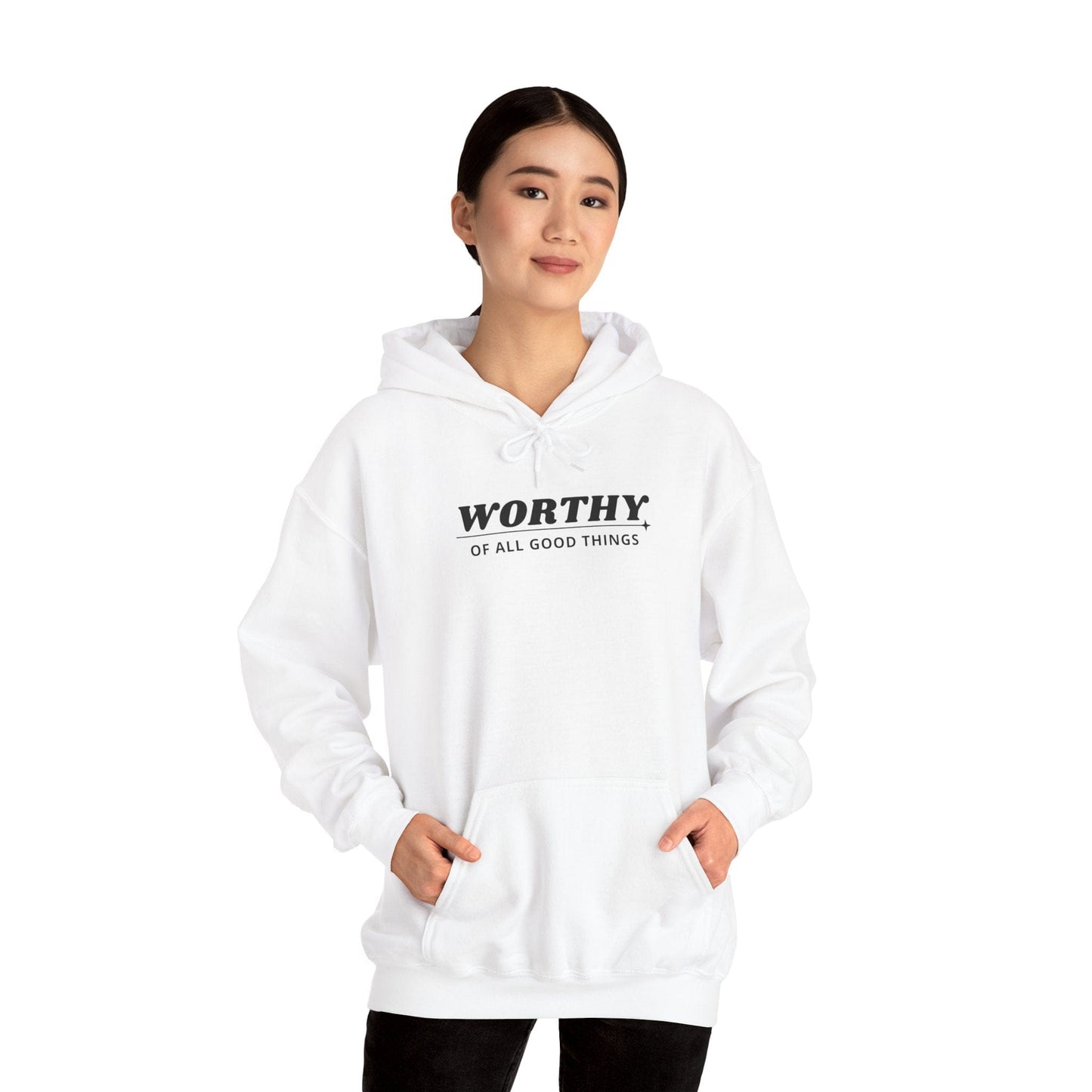 Hoodie Worthy Unisex Heavy Blend™ Hooded Sweatshirt - Positive Affirmation Apparel for Everyday Comfort