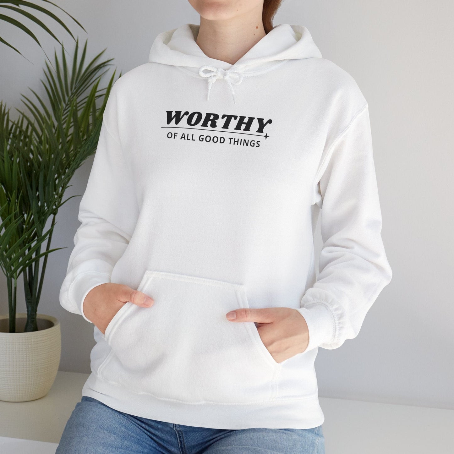 Hoodie Worthy Unisex Heavy Blend™ Hooded Sweatshirt - Positive Affirmation Apparel for Everyday Comfort