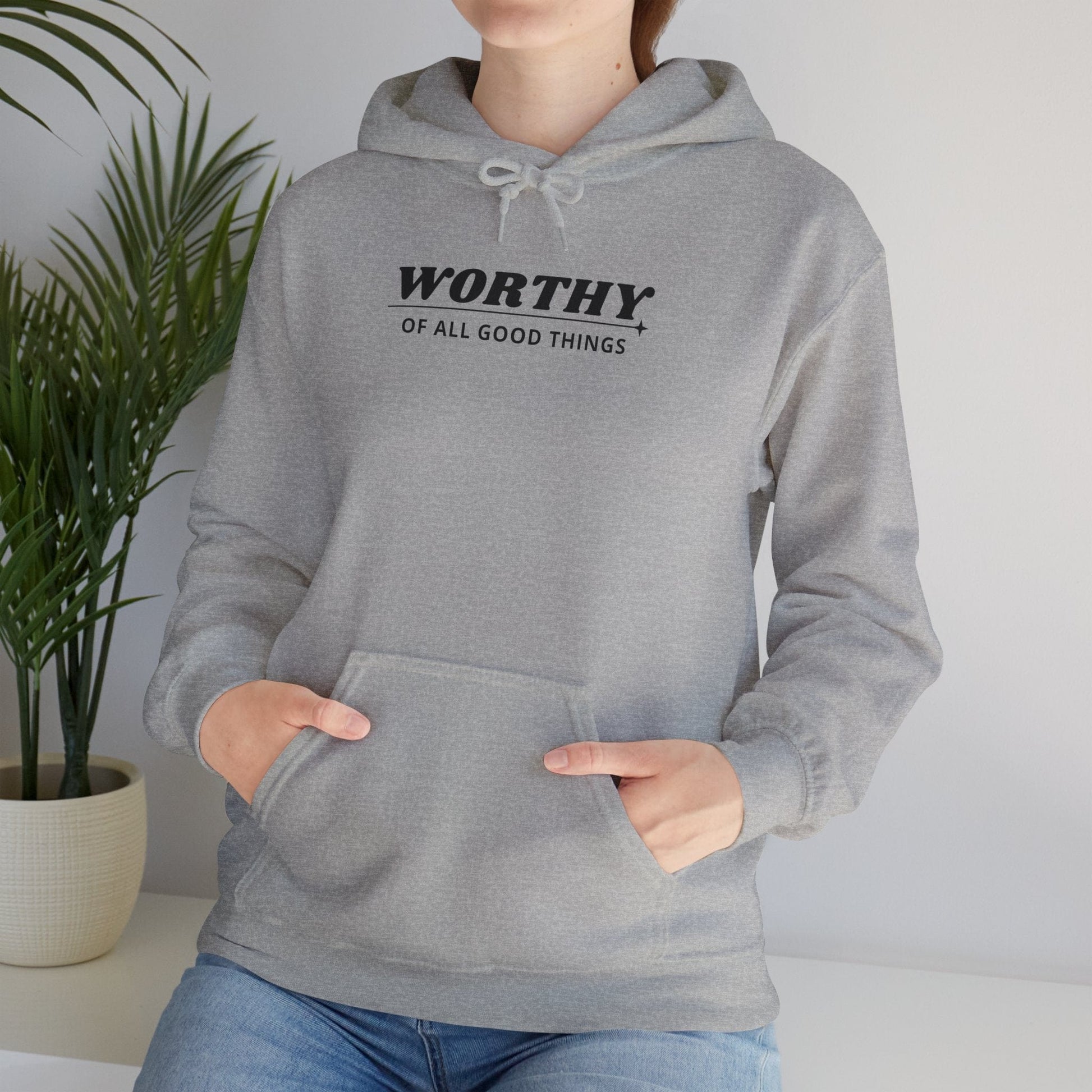 Hoodie Worthy Unisex Heavy Blend™ Hooded Sweatshirt - Positive Affirmation Apparel for Everyday Comfort